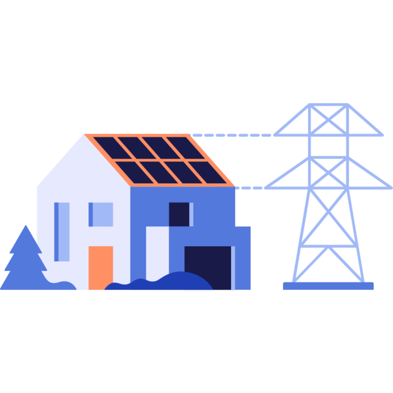 ilustração de casa com painéis solares