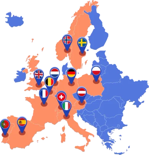 mapa de países onde a Otovo está presente