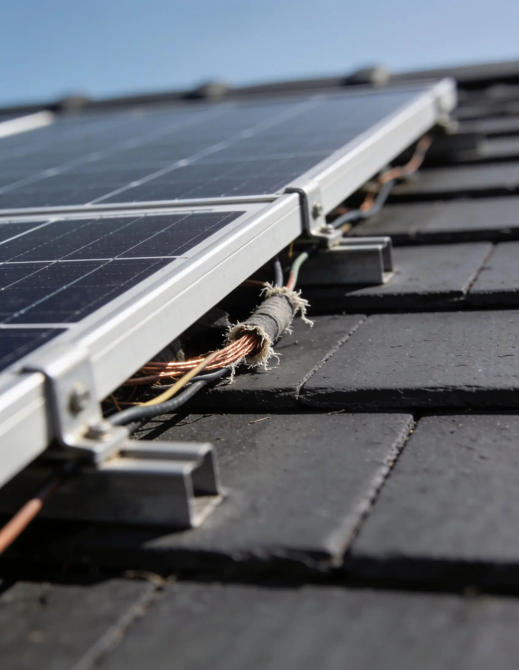 Reparação de painel solar num telhado